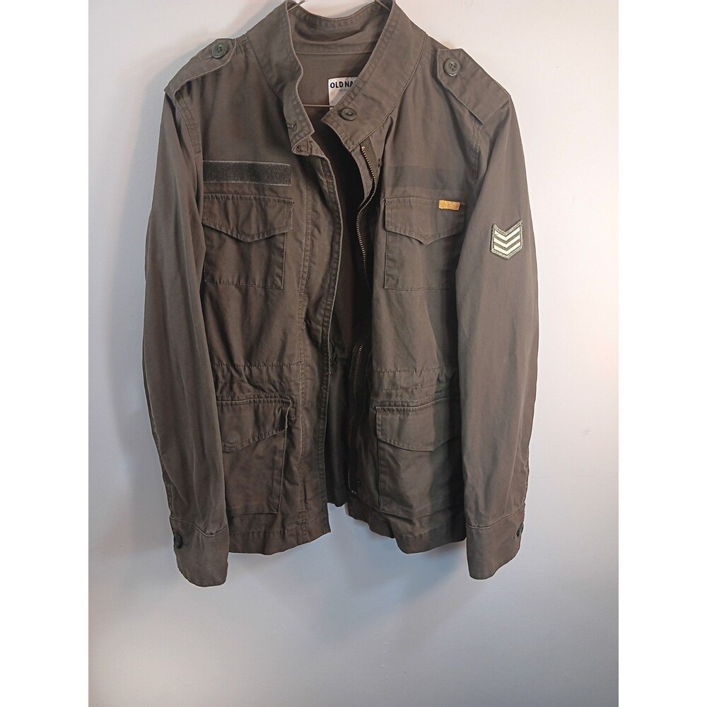 Old Navy Military Utility Field Jacket Mens Medium M Green Canvas Cargo Utility